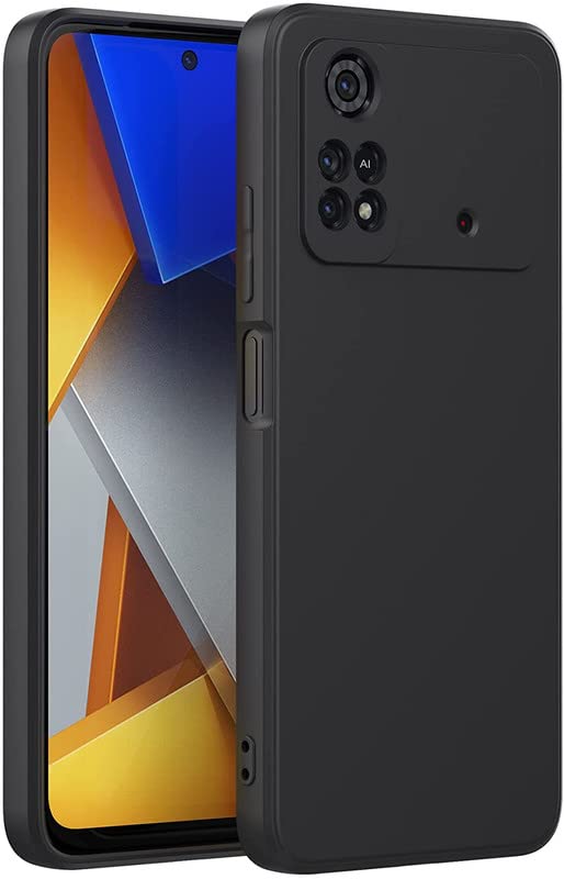 MoreFit for Poco M4 Pro 4G, Flexible Soft Silicon Candy, Scratch Resistant Back Case Cover for Poco M4 Pro 4G - Black