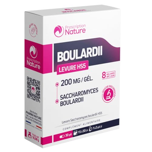 Prescription Nature - Prescription Nature - BOULARDII 30 - Complément Alimentaire Probiotique - Saccharomyces Boulardii - Gélule Végétale, Souche Documentée - Fabrication Française - 30 Gélules