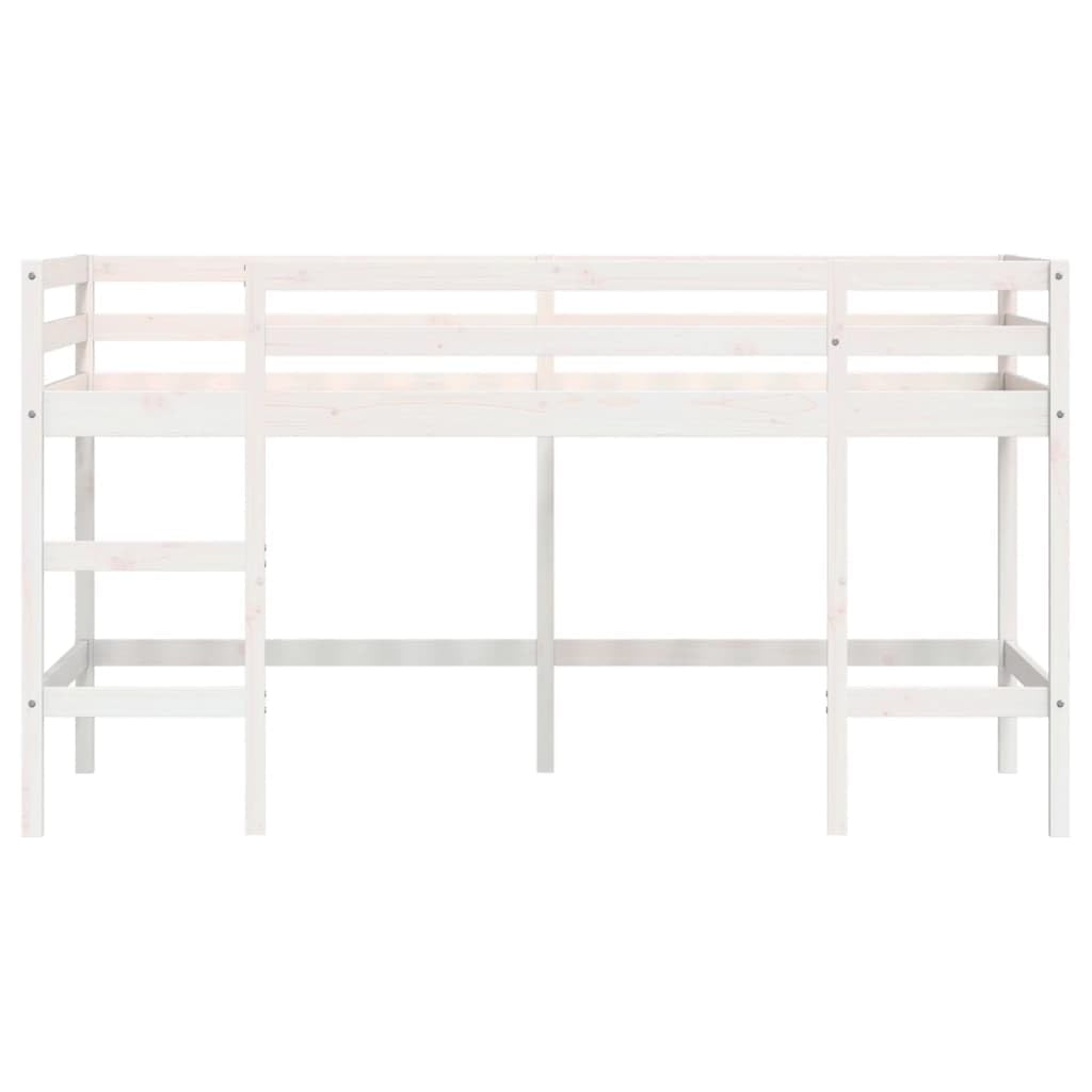 vidaXL Kinderhochbett, Hochbett mit Leiter Rausfallschutz, Spielbett Bett für Kinder ab 6 Jahren, Kinderbett Etagenbett Stockbett, Weiß 90x200cm Massivholz Kiefer