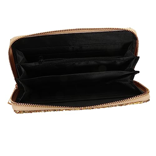 Creative Sparkly Zippered Wallet for Women Stylish Shiny Lady Purse Closure Long Fashionable Handbag for Travel School Work Organize Cards and Cash