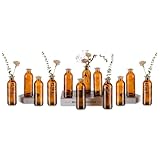 Amber Glass Bud Vases for Flowers - Hewory 12pcs Brown Vintage Small Glass Vase for Centerpieces, Tall Decorative Apothecary Bottles Bulk Boho Table Decor for Wedding Party Events Floral Arrangements