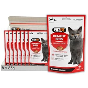 VETIQ Healthy Bites Urinary Care Treats for Cats & Kittens 3+ Months, with Cranberry, Taurine and Prebiotic Fibre, 65 g (Pack of 8)