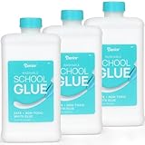 Darice School Glue – 3-Pack 32 oz Craft Glues – Washable and Safe Liquid Glue – No Run Formula Dries Clear – Multipurpose Great for Slime, Paper Mache, Arts and Crafts, School Projects