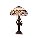 Produktbild 16 Inch European Love Pattern Tiffany Glass Shade Table Lamp Living Room Dining Bedroom Bedside Beauty Modeling Resin Base Table Lamp