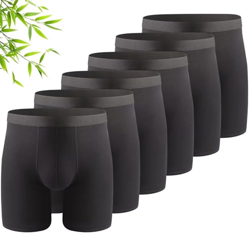 FALARY Bamboo Boxers Shorts Men Multipack Biofit Underwear Trunks Black L
