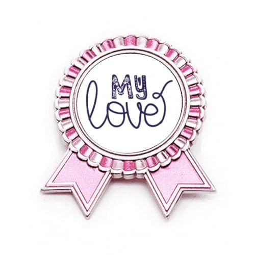 Broche My Love en métal rose taille M pour personnaliser vos vêtements