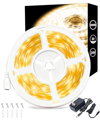 Aalnfe 4000k 30ft Led Strip Lights for Bedroom Dimmable 10