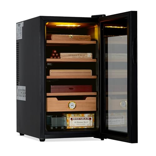 Cigar Humidor Cabinet 300 Count, 3 in 1 50L Electric Humidor with Hygrometer, Humidifier, Cooling Fan & Spanish Cedar Lining, Lights Control System, D