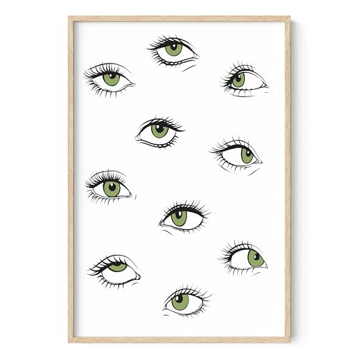 HAUS AND HUES Multi Eyes Art Print - 24x36 - Framed Beige