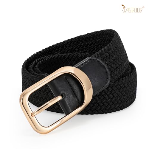 Image of JASGOOD Stretch Belt for Men, Men Women Elastic Woven Braided Belt 1 3 /8 Casual Belt Golf Belt for Jeans Pants