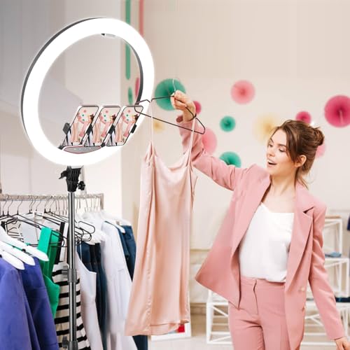 Image of Clefairy 18 inch Ring Light with Tripod Stand & Phone Holder,Large Professional Selfie Ring Lights for Phone,LED Standing Ringlight for Makeup,Video,Streaming,YouTube