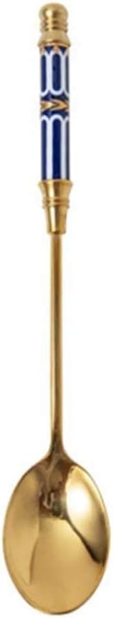 Kitchen Dessert Spoon Stainless Steel Coffee Milk Spoon Ceramic Long Handle Spoon Gold Plated Dessert Spoon (Color : E) (A)