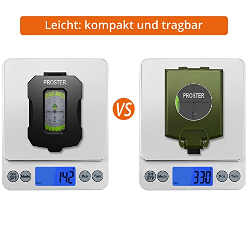 Foto von Wanderkompass mit Neigungsmesser IP65 Wasserdichter Militärkompass Professioneller Kompass Multifunktioneller Handkompass mit Tragetasche für Camping Jagd Wandern Geologie Aktivitäten - Schwarz