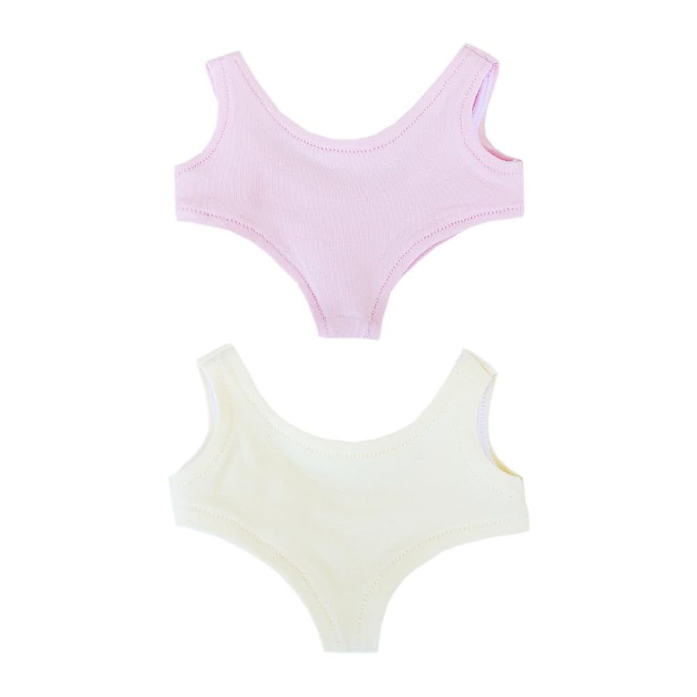 niannyyhouse 10cm 15cm-17cm 20cm Plush Doll Clothes Solid Color Swimsuit Dolls Dressup (Pink+Beige, 20cm)