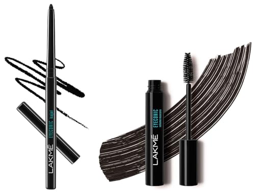 Image of LAKME Eyeconic Volume Mascara, 8.5ml&Lakme Eyeconic Black Kajal, Matte Kohl Liner in a Twist Up Pencil - Waterproof, Smudge Proof & Long Lasting Eye Makeup, 0.35 g