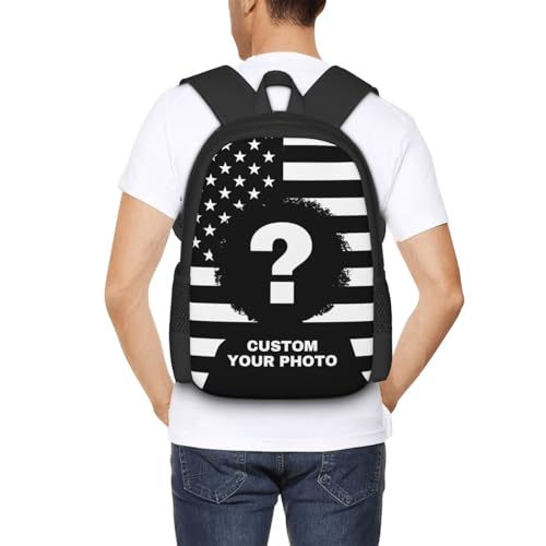 Custom American Flag Backpack for Men Women, Personalized Backpack with Image Photo, Customized Casual Backpack for Travel Daily3