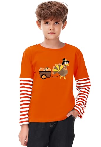 Image of Remimi Unisex Kids Christmas Long Sleeve Shirt Xmas Print Stripe Shirts 2-12 Years