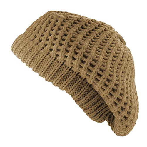 The Hat Depot Fashion Thick and Soft Knitted Beret Beanie Hat (1. Khaki)