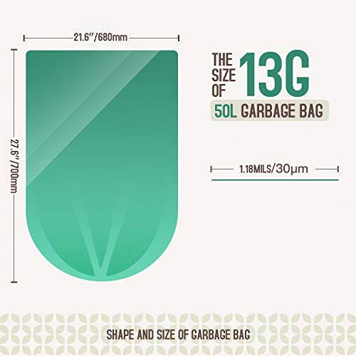 Biook 100% Compostable & Biodegradable 30 - 33 Gallon Trash Bags, 20 Count, 1.18 Mils, Pla+Pbat-Based Eco-Materials, Sustainable, Strong, Leak-Proof, Unscented, Bpi Astm D6400 & En13432 Ok Compost Certification #TOP3