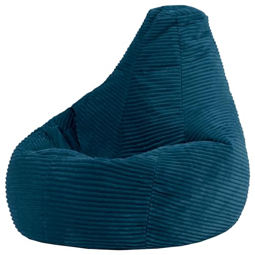 Icon Dalton Sitzsack Kinder, Blaugrün, Flauschiger Cord Stoff, Sitzsack...