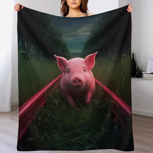 Couverture flannel cochon plaid chaud 140x180cm lavable en machine