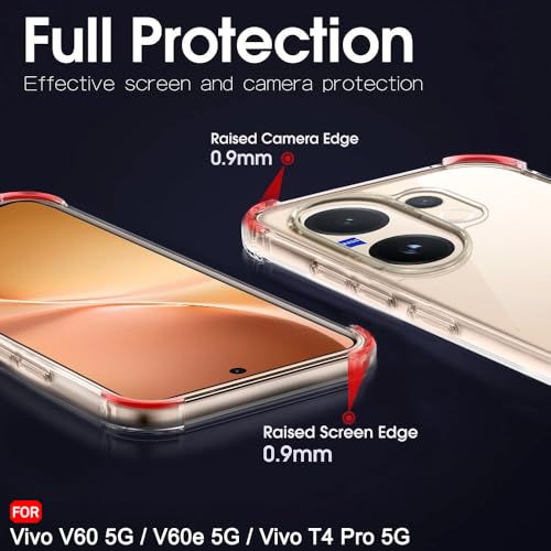 Image of TheGiftKart Crystal Clear Back Cover Case for Vivo V60 5G / V60e 5G / Vivo T4 Pro 5G | Shock Proof 360 Protection | Hard Clear Back Case for Vivo V60 / V60e / T4 Pro (PC & TPU, Transparent Bumper)