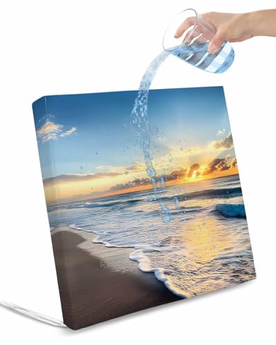 2 Pack Beach Ocean Waterproof Cushion Covers with Ties, Outdoor Patio Chaise Lounge Chair Seat Cushion Slip Covers Replacement(Only Cover) Sunset Sea Waves Spray Sky Nature Landscape 24