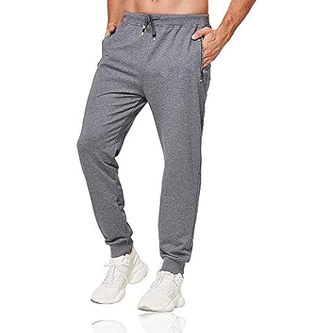 ZOXOZ Mens Sweatpants Joggers with Zipper Pockets, Grey, Small Cover