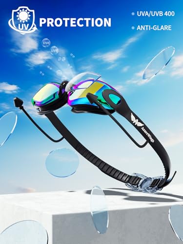 Image of Swim Goggles,2 Pack Swimming Goggles for Adult Men Women, No Leak Anti-Fog & UV, Wide Visio HD Mirror PC Lens