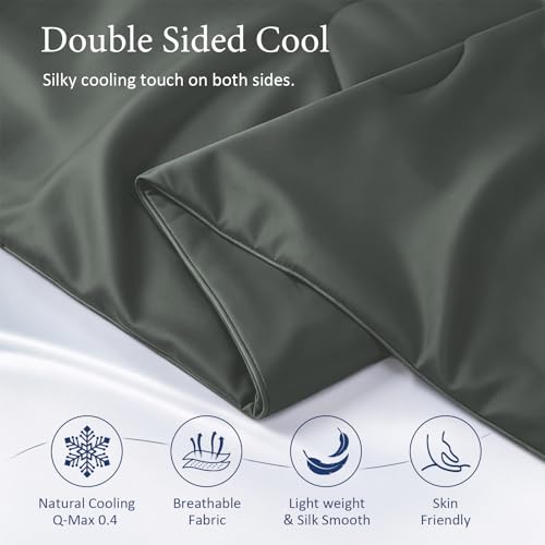Image of Cooling Comforter for Hot Sleepers, King 106x90, Dark Gray | Cooling blanket feel, Q-Max >0.4 cool touch, double-sided cooling, Sorona fill, for night sweats, lightweight & breathable