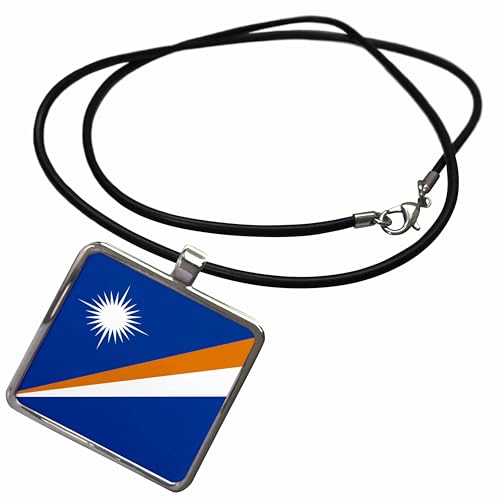 3dRose InspirationzStore Flags - Flag of The Marshall Islands - Navy Blue Orange Stripe and White Star - Marshallese Pacific Islands - Necklace with Rectangle Pendant (ncl_159804)