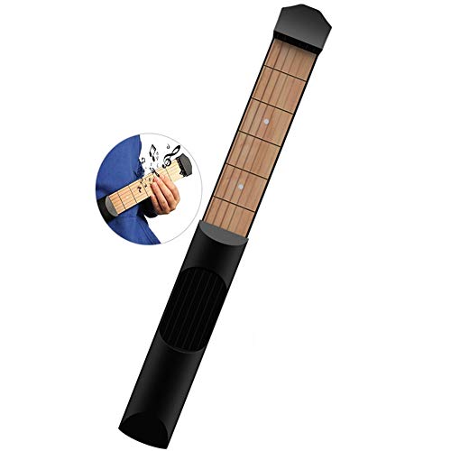 Taschengitarre Praxis Hals 6 Saiten Griffbrett Gitarre Akkord Trainer Tragbare Gitarre Akkord Übung Werkzeug für Anfänger (schwarz)