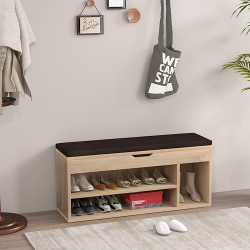 Banc à chaussures avec rangement caché pour libérer de l'espace au sol