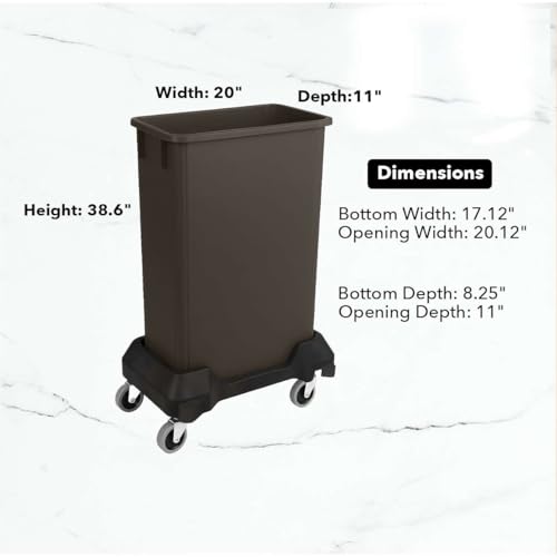 Image of 23 Gallon Slim Rectangular Garbage Can with Wheels - Brown