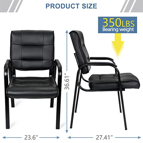 Zenstyle Set Of 2 Office Leather Guest Chairs With Padded Arm Rest, Reception Chairs Executive Side Chair With Bonded Leather And Black Metal Frame For Waiting Room, Conference, Reception Meeting #TOP5