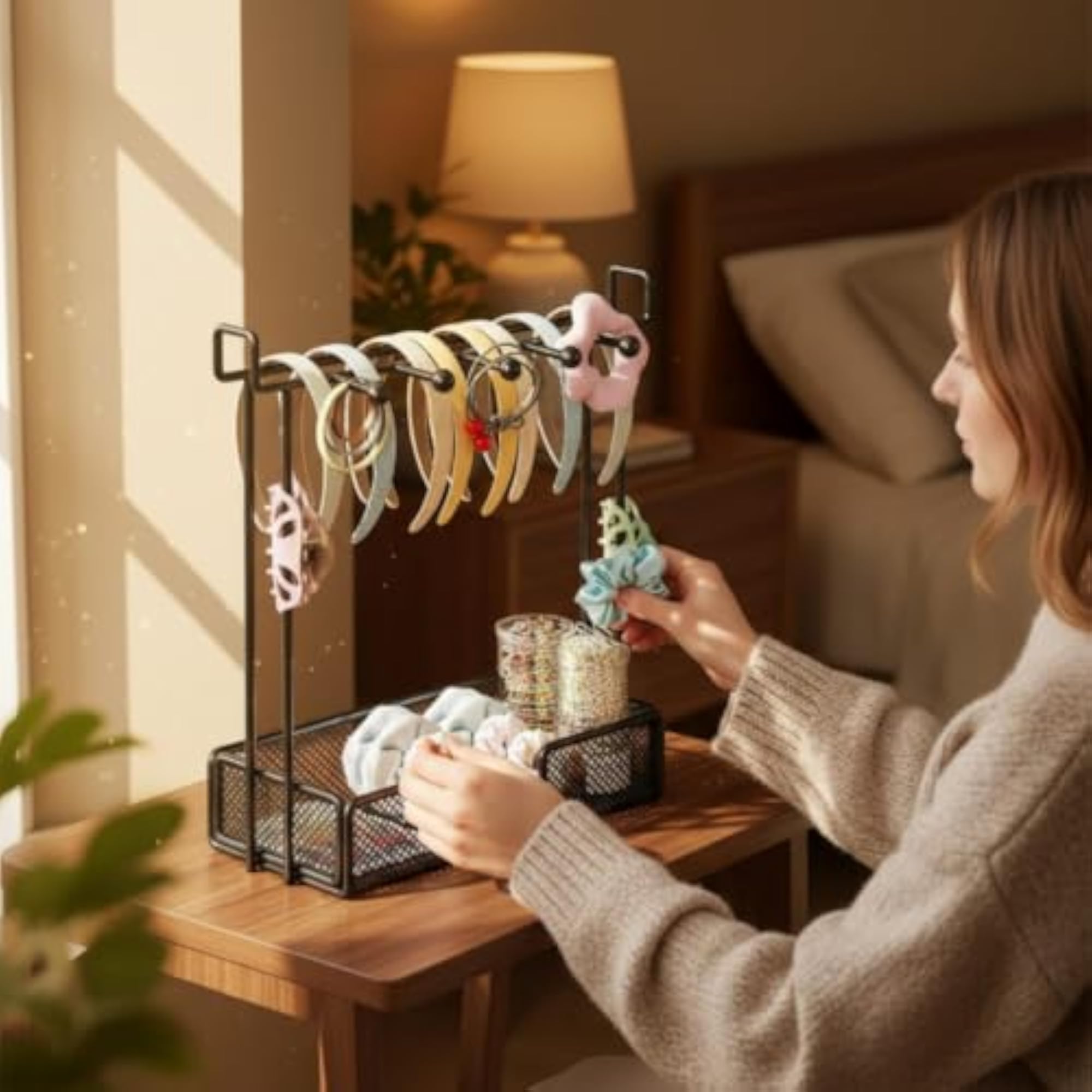 Desktop Hair Accessory Organizer Mesh Headband Holder