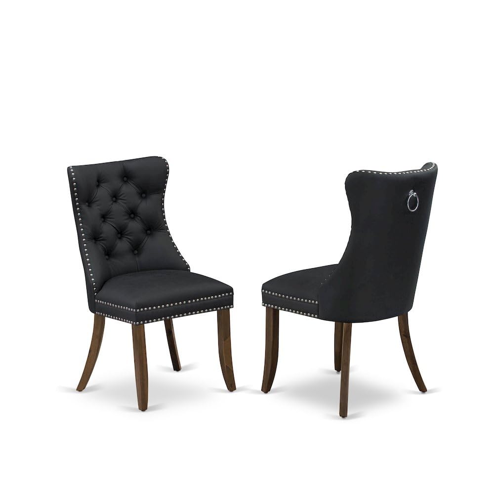 Wooden Parsons Dining Chair with High Back by Furnifact – Wood, Dark Gray, Pack of 2
