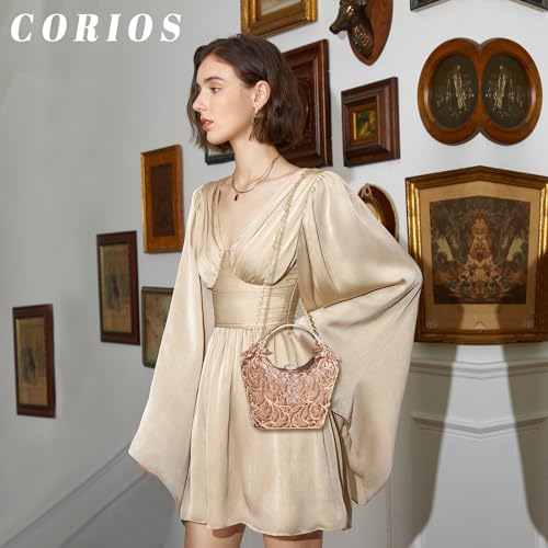 Image of CORIOS Women Rhinestone Evening Bag Sparkly Sequin Purse Crystal Clutch Bag Bridal Wedding Handbag Glitter Shoulder Bag