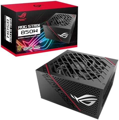 ASUS ROG Strix 850W Gold PSU, Power Supply (ROG heatsinks, Axial-tech Fan Design, Dual Ball Fan Bearings, 0dB Technology, 80 Plus Gold Certification, Fully Modular Cables, 10-Year Warranty) (90YE00A3-B0NA00)