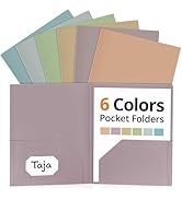 Plastic Folders with Pockets, 6 Pack Folders for School, 2 Pocket Folders Bulk with Business Card...