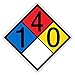 ComplianceSigns.com NFPA 704 Diamond 1-4-0-0 Sign, 15 inch Aluminum for Hazmat, Made in USA
