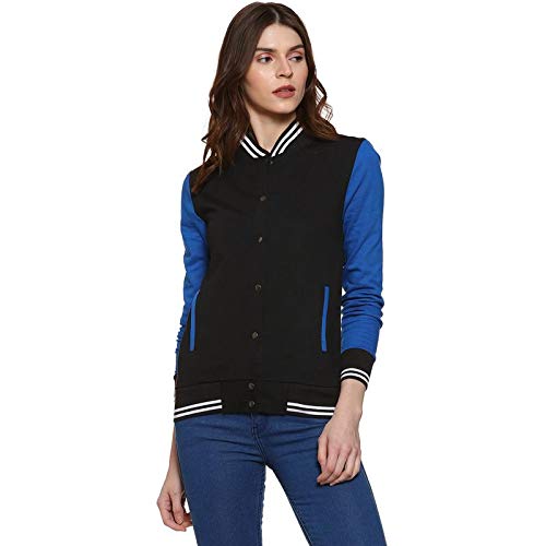 Image of PINACOLADA Women's Colorblock Sweatshirt with Ribbed Hem for Casual Wear | Low-High Neck | Long Sleeve | Button Closure | Cotton Sweatshirt Crafted with Comfort Fit for Everyday Wear