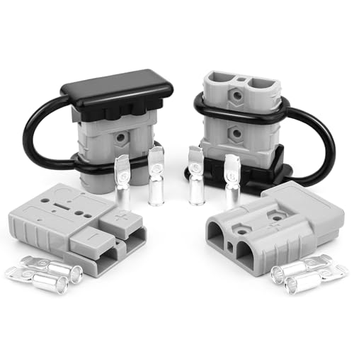 OXDFK 4 PCS 50A Battery Quick Connect/Disconnect for 6-12 Gauge Cables, 12V-36V Wire Harness Plug Kit, Compatible with Anderson Connector, for Car Bike ATV Winches Lifts Motors More (Gray)