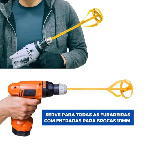 Batedor Misturador de Tinta Argamassa Gesso 60x400mm Para Furadeira | Fertak
