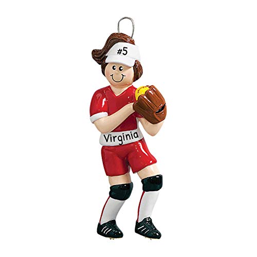 Personalized Softball Christmas Ornaments 2022 - Personalized Softball Gifts, Softball Ornament 2022, Sports Ornaments, Softball Keepsake - Brunette Softball Girl - Free Customization #TOP18