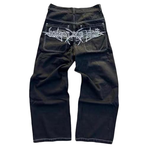 Y2K Streetwear Loose Jeans Men's Hip-hop Printed Gothic Pants high Waist Wide Leg Harajuku Hip-hop Wide Leg Pants