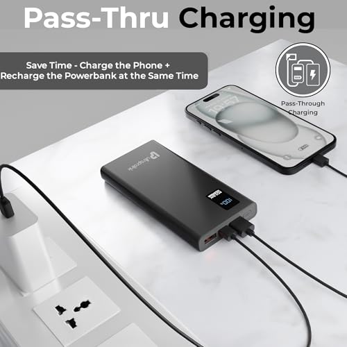 Image of UltraProlink 10000mAh Slim 22.5W QC-PD -PPS Power Bank|Juice-Up Pro |for iPhone 15 /14,iPad,Galaxy, Nothing & Pixel Phones|UM1119|Black