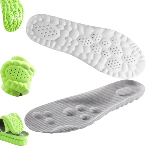 Vaylore Tennis Insoles, Memory Foam Arch Support Shock Absorbing Insoles, Lightweight & Breathable Cushioned Insoles for Court Sports (Gray, Men(10—11) Women(12—13))