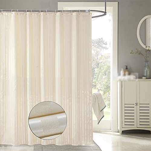 DEARARTBath Bright Beige Shower Curtain Liner for Bathroom, 60''W*72''L inch Fabric Shower Curtain Set with 12 Hooks, Easy Care Easy Clear 100% Waterproof Hotel Quality and Machine Washable