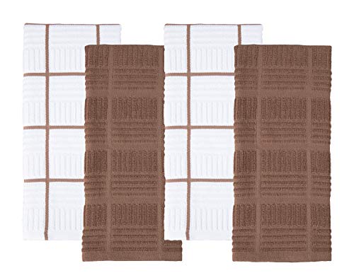 Sticky Toffee Cotton Terry Kitchen Dish Towel, 4 Pack, 28 in x 16